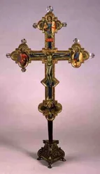 Croix portable, décorée du Christ crucifié et des saints (revers)